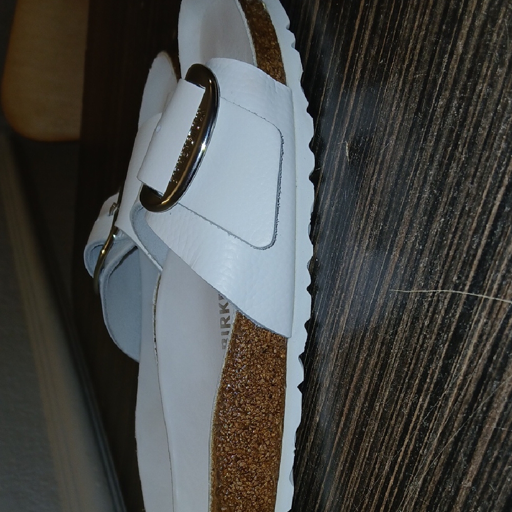 Birkenstock White Buckle Sandals